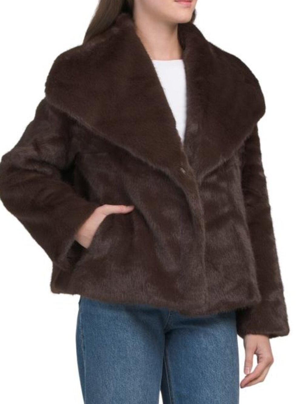 M BY MILLY Chocolate Faux Fur Coat